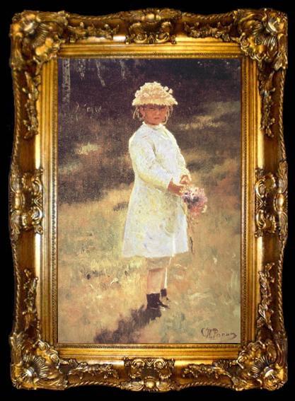 framed  Ilya Repin Girl with a Bouquet (Vera,the Artist